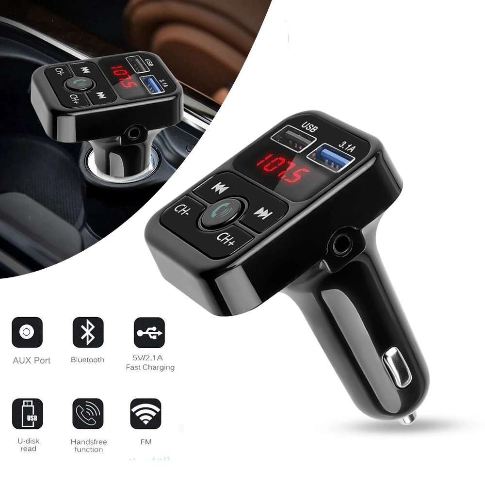 KEBIDU устройство для автомобиля с двумя портами USB Зарядное Bluetooth громкой связи
