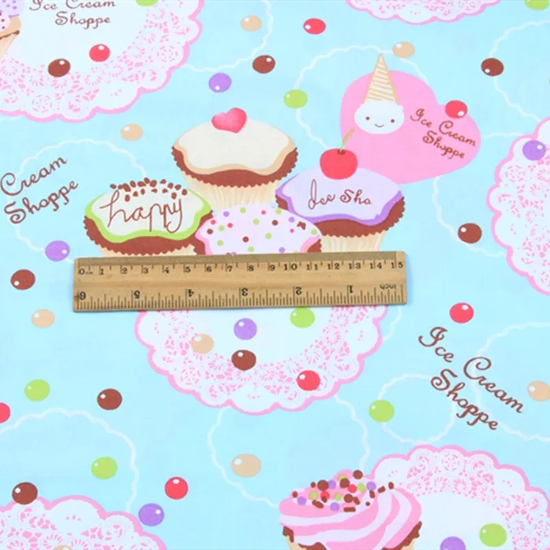 Полосатый 100% хлопок поплин ткань с принтом мороженого для рукоделия сделай сам