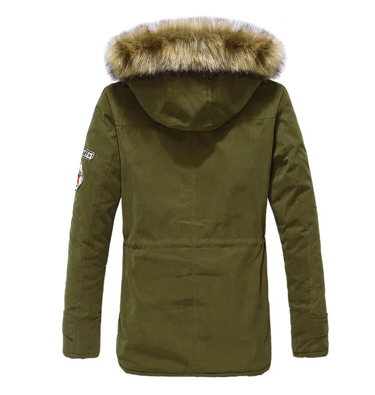 Зимняя мужская куртка с меховым капюшоном, модная теплая Толстая ветровка, флисовая парка с хлопковой подкладкой, Мужское пальто в стиле милитари, армейская одежда, 4XL