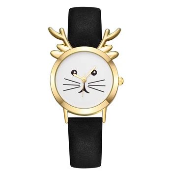 

Dropshipping Creative Lovely Deer Watches Casual Ladies Leather Quartz Analog Wrist Watches Gift Clock Relogio Feminino