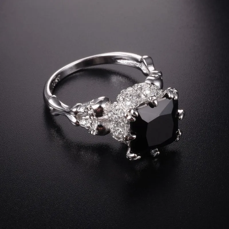 unique Punk Jewelry Skull 10KT white Gold ring Demon Princess 4CT
