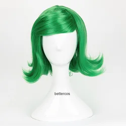 Movie Inside Out Disgust Cosplay Wigs Green Short Curly Heat Resistant Synthetic Hair Wig + Wig Cap
