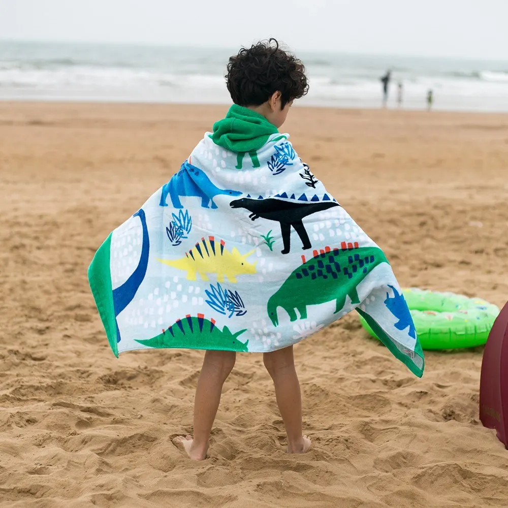 Детское пляжное полотенце с капюшоном; хлопковое супер абсорбирующее полотенце с милым рисунком для купания и бассейна; накидка для