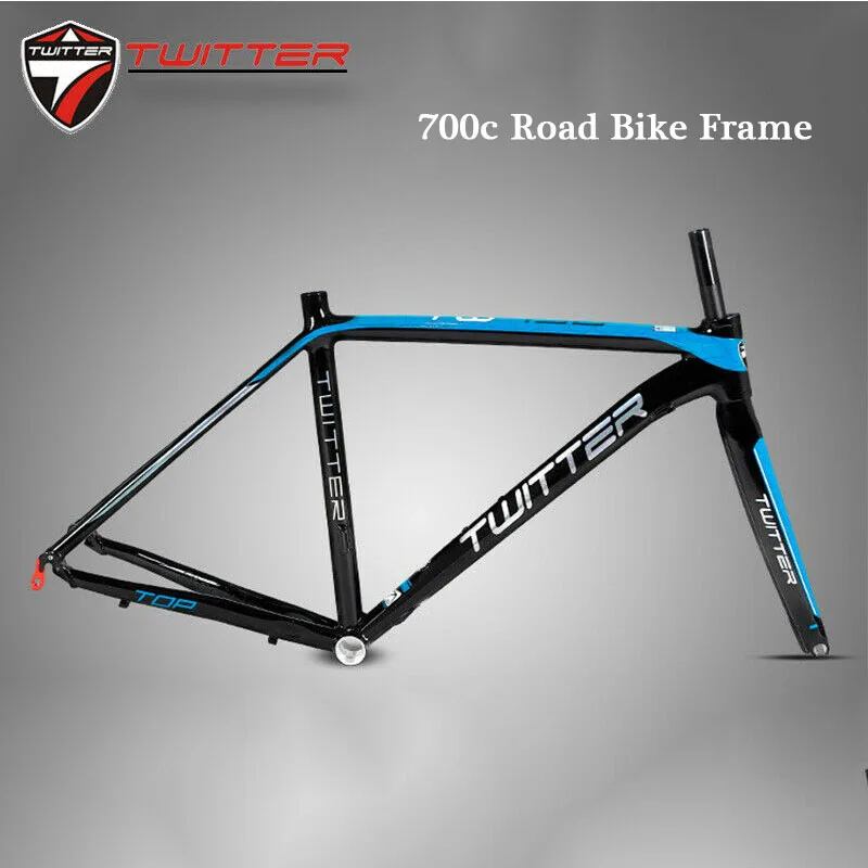 

TWITTER 700C Road Bike Frame 46cm 48cm 50cm 52cm Aluminum Alloy Straight Tube Carbon Fiber Rigid Fork 130mm Ultralight BB68