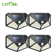 

LITOM 1/4/6PCS Solar Lights 100 LED 3 Intelligent Modes Motion Sensor Light 270° Wide Angle Wireless Waterproof IP65 Wall Lights
