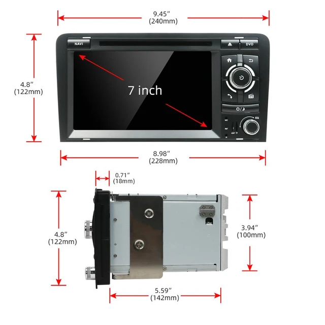 Autoradio für Audi A3 mit Navi, Bluetooth, DAB+