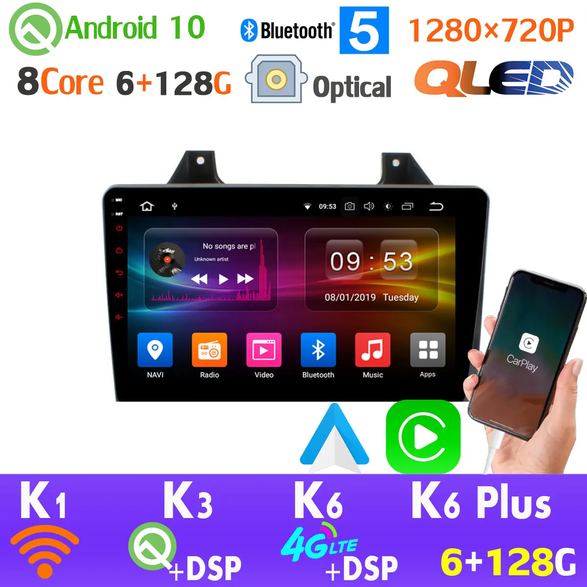 Радиоприемник QLED 1280*720P 6G + 128G Android 10 0 GPS-навигатор для Peugeot 3008 2013-2019 CarPlay SPDIF HDMI DSP 4G LTE