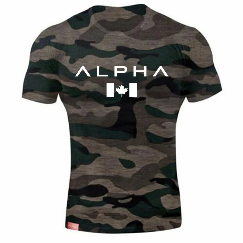 Alpha Спортивная футболка мужская хлопковая Мужская футболка для бега спортивная майка для бодибилдинга и фитнеса облегающая футболка для спортзала