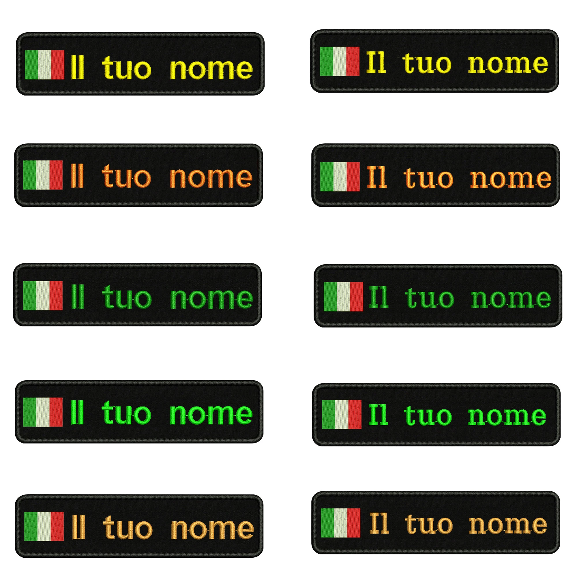 

Embroidery Custom Italy Name Or Text Patch 10cm*2.5cm badge Iron On Or Sew On Backing For Clothes Pants Backpack Hat