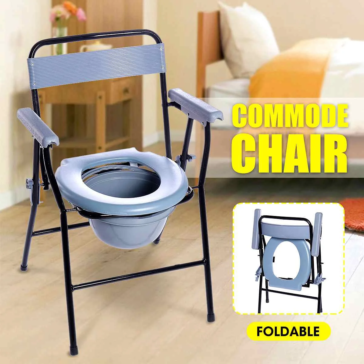 

Bathroom Folding Commode Toilet Seat Potty Stool Chair For Older People Pregnant Woman Obese People Patient Bathroom Toilet