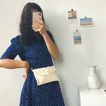 

Simple Women Canvas Casual Messenger Bag Classic Texture Creative Design Chic Daisy Flower Shoulder Crossbody Handbag
