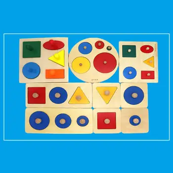 

Montessori Wood Knob Puzzle Peg Board Geometric Shape Match Baby Educational Toy Children Preschool education simple brain toys