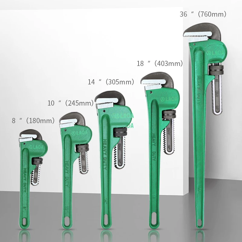 Online Llave de tubo LAOA resistente 8 pulgadas 10 pulgadas 14 pulgadas 18 pulgadas llave de plomería Cr V acero Anti óxido herramientas manuales anticorrosión