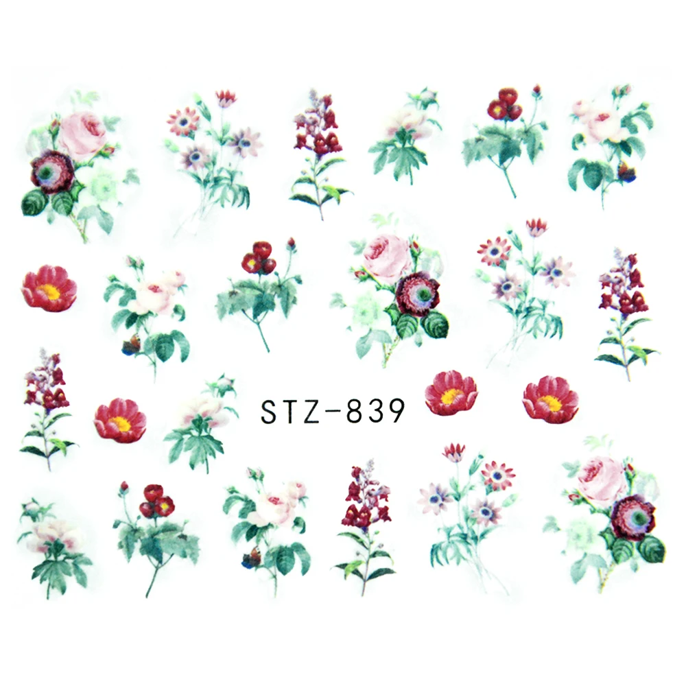 Nail Stickers Sliders For Nails For Manicure Decor Nails Set Nail Design Sliders Flower Leaf Tree Green Nail Art Watermark Decal