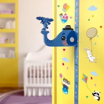 

Cartoon Animals Elephant Giraffe Height Measure Wall Sticker For Kids Rooms Growth Chart Nursery Room Decor Wall Art