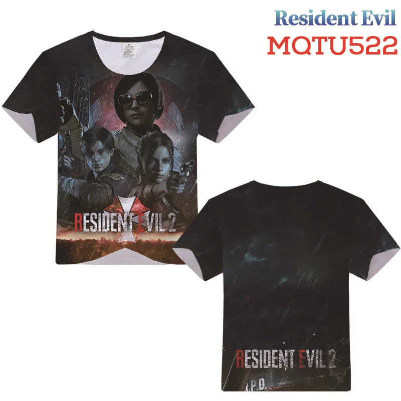 

2019 New Style residentevil Resident Evil 2 Game Related Short Sleeved T-shirt Digital Printed Factory Direct