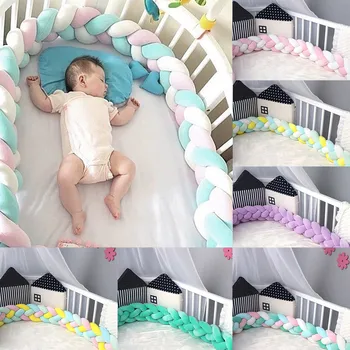 

2020 Baby Colorful Soft Knot Pillow Braid Crib Bumper Decorative Bedding Cushion Hand-woven 4-strand mixed-color cushions