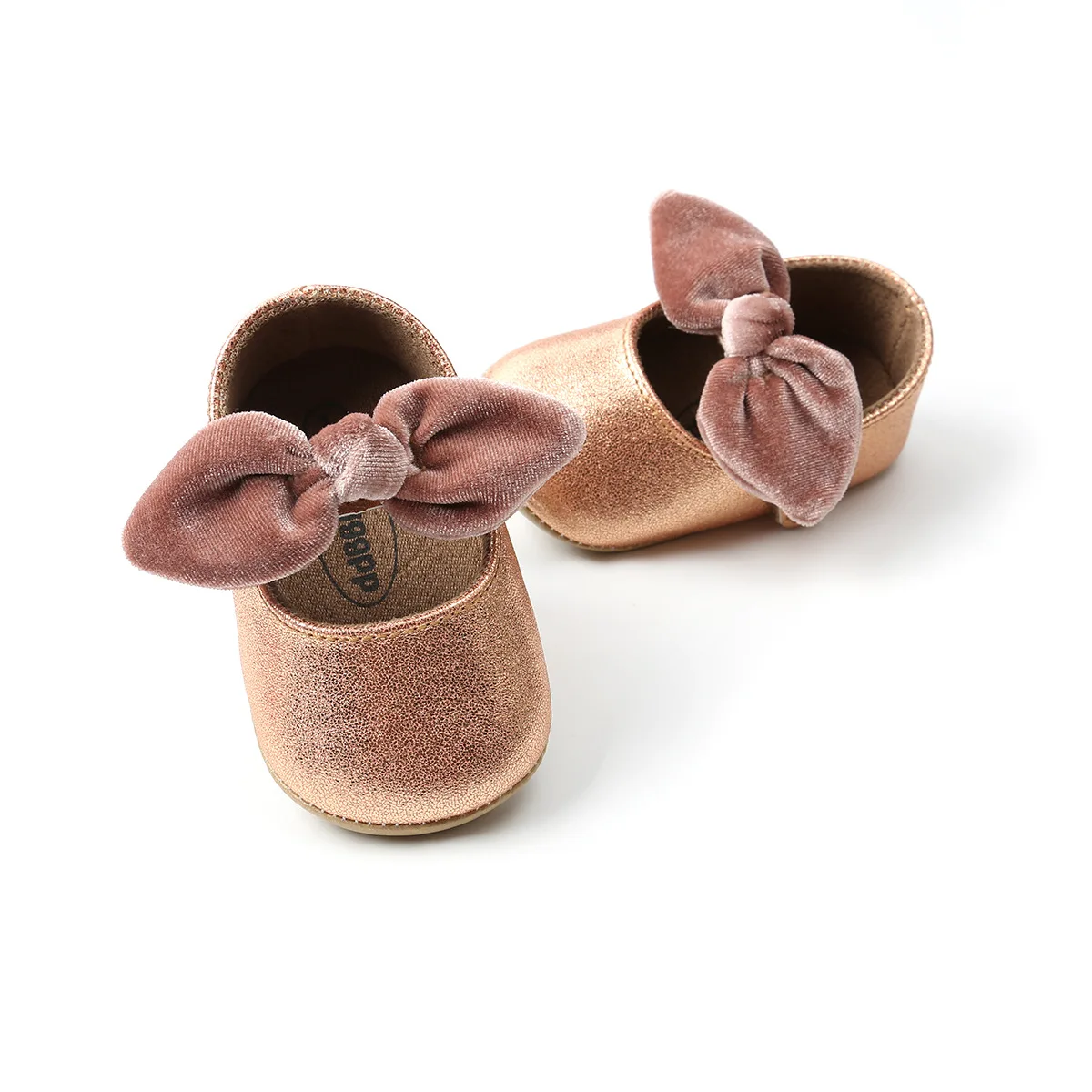 Newborn Baby Shoes Baby Boy Girl Shoes Girl Classic Bowknot Rubber Sole Anti-slip PU Dress Shoes First Walker Toddler Crib Shoes