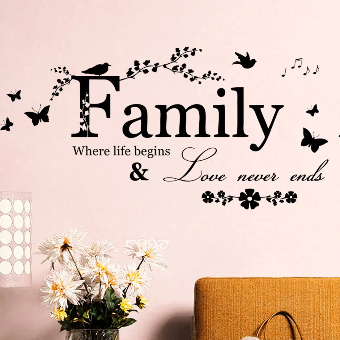 Familia Amor Nunca Fin Cita Vinilo Pared Calcomania Letras Arte