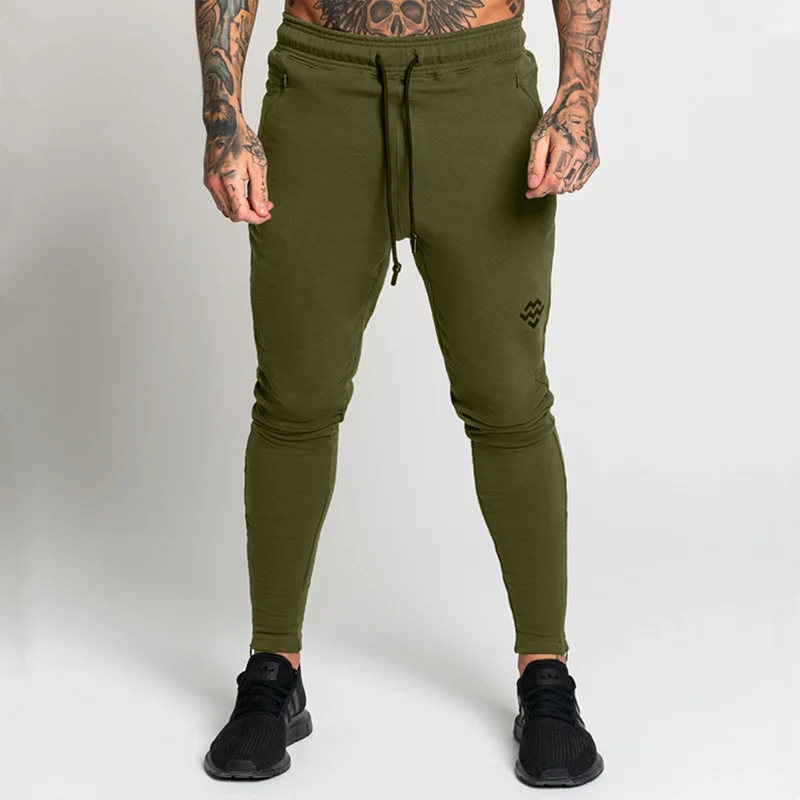 Army green 4 Новые спортзалы фитнесс мужские брюки Полная длина печать брюки спортивные брюки Модные брюки повседневные тренировочные для бегунов хлопковые брюки - Цвет: Army green 4