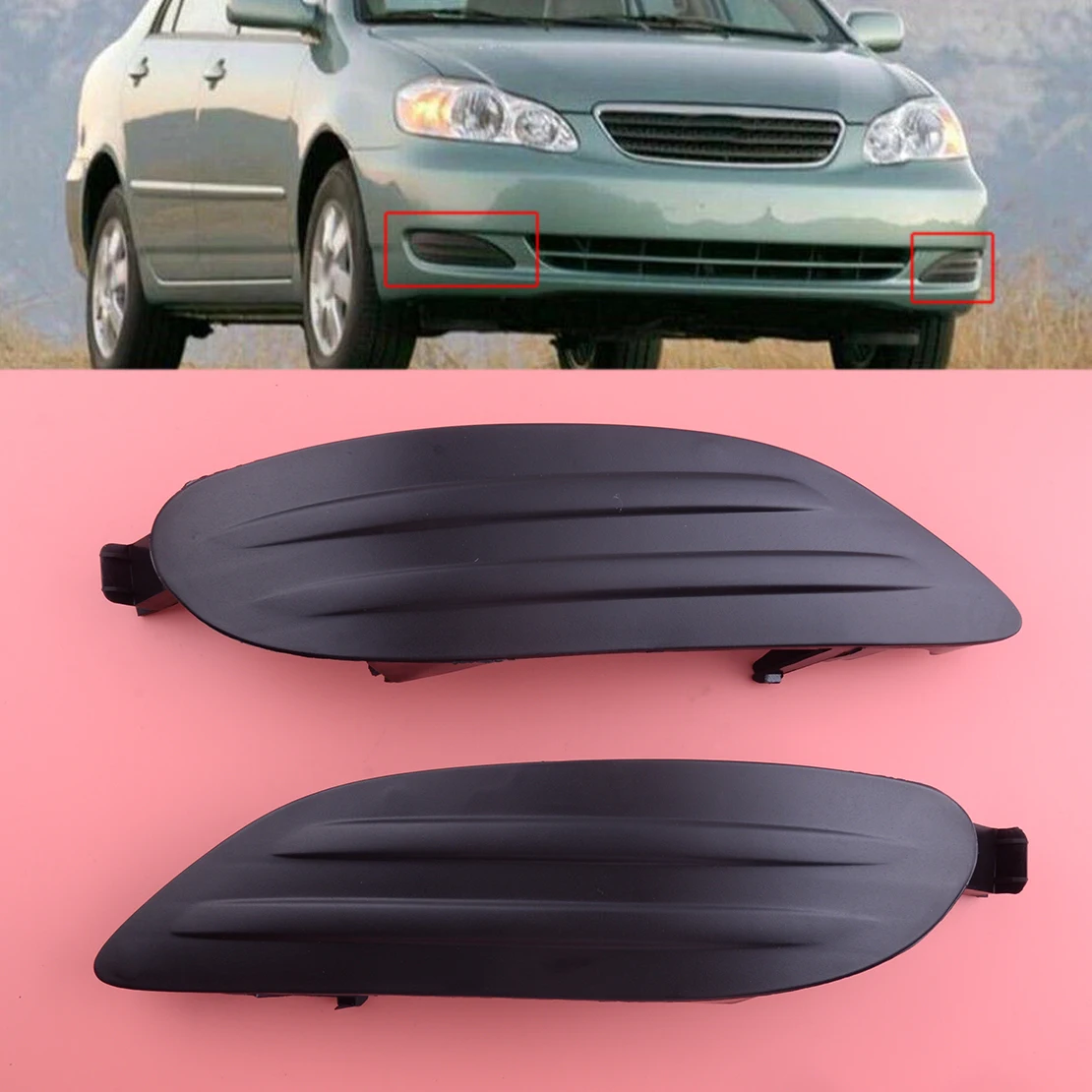 1 Pair Car Front Left Right Bumper Fog Light Lamp Cover Grille Fit for Toyota Corolla 2005 2006 2007 2008 5212802200 5212702170