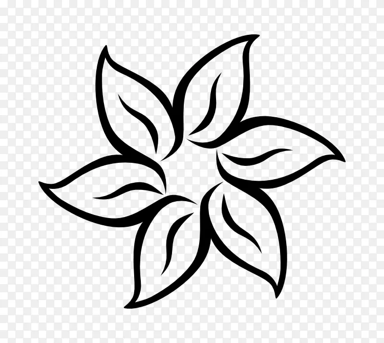 花黑白剪贴画-花瓣模板