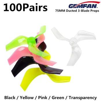 

100pairs Gemfan 75mm Flash Ducted Props PC 3-Blade Propeller 5mm Hole for RC FPV Racing Drone Cinewhoop Quadcopter