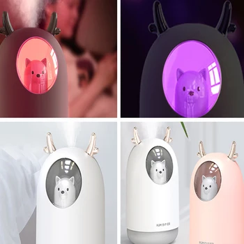 

300ml Deer USB Portable Home Office Car LED Light Ultrasonic Cool Mist Lamp Humidifier Mist Diffuse Fragrance for both men women