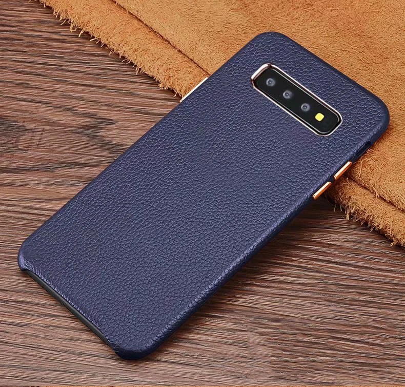 XOOMZ чехол для samsung Galaxy S10 S8 Plus S10E Note 9 8, роскошный чехол из натуральной кожи с металлическим элементом - Цвет: Синий