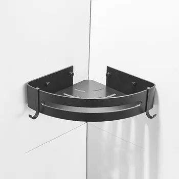 

Corner Storage Holder Rustproof Wall Mounted Large Capacity With 2 Hooks No Drilling Home Shower Shelf 90 Degree Toilet