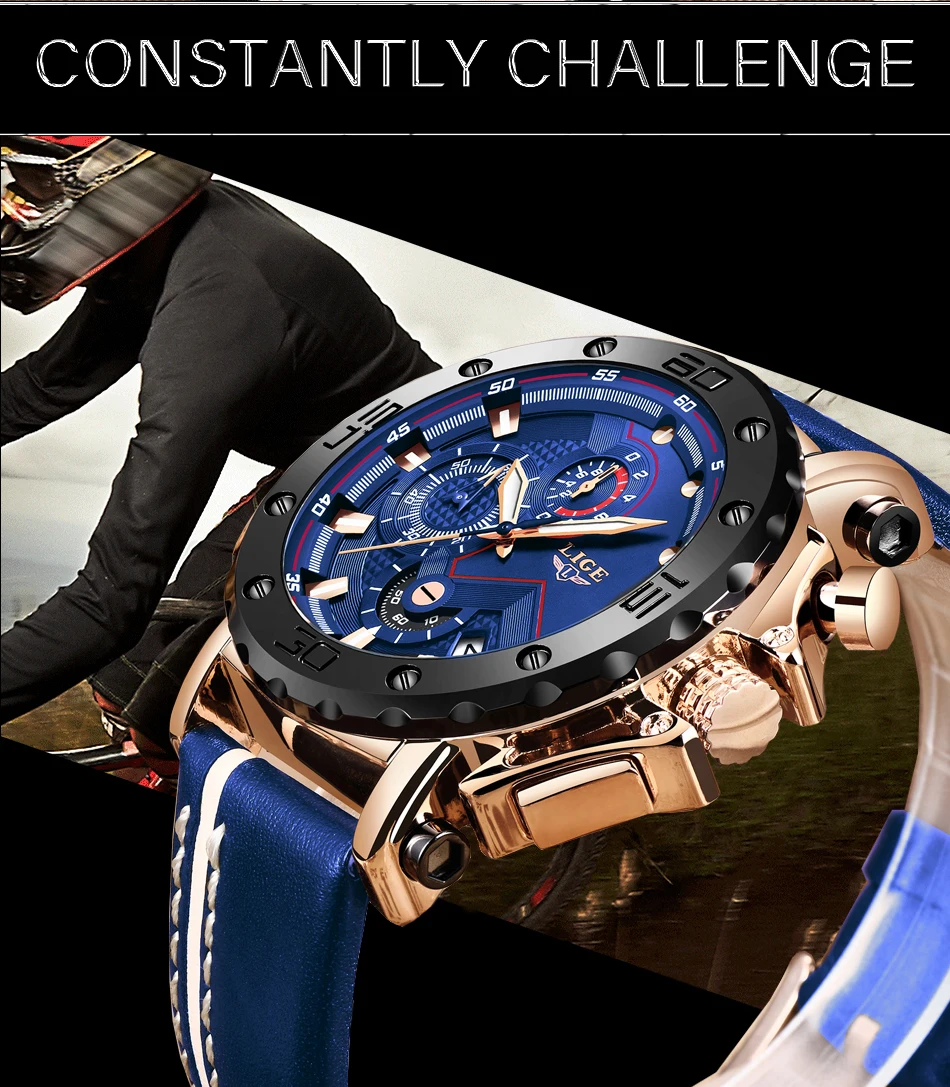 2022 LIGE New Mens Watches Luxury Large Dial Military Army Quartz Watch Fashion Casual Waterproof Wristwatch Business Watch Men