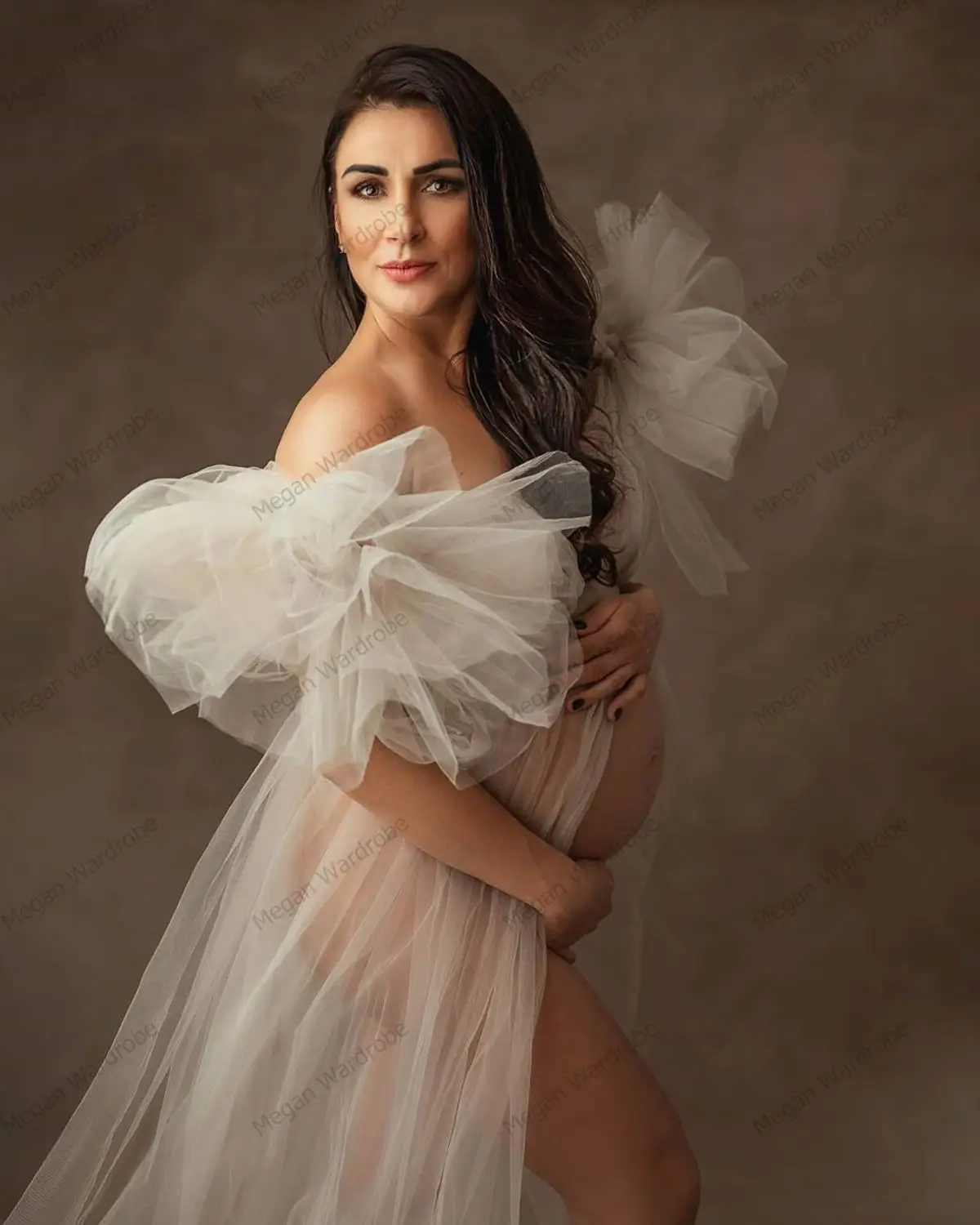 Elegant Soft Tulle Maternity Dresses Sleeveless