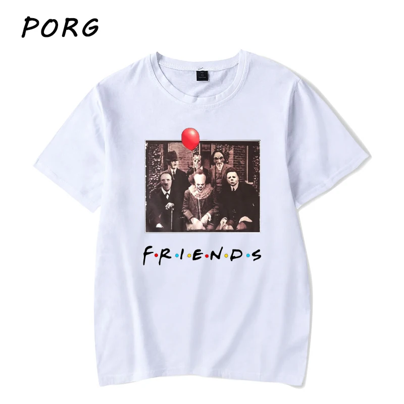 Horror Pennywise Friends Майкл Майерс Джейсон Вурхиз, Мужская футболка на Хэллоуин хлопок, подходящая футболка унисекс, футболка Homme