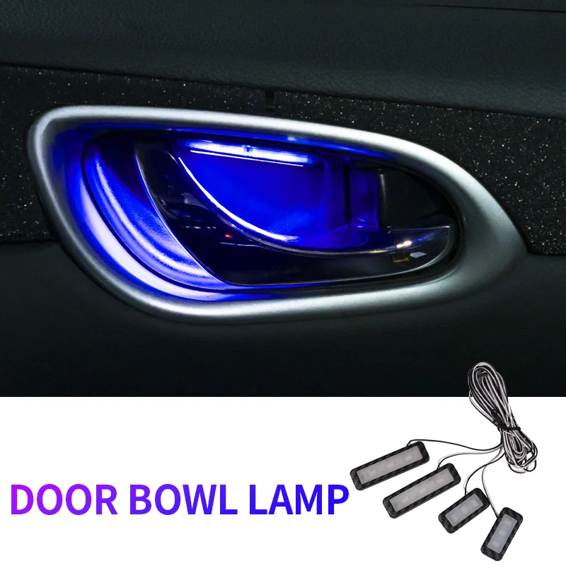 4pcs Mini Car Door Bowl Decoration Light Auto Interior Low