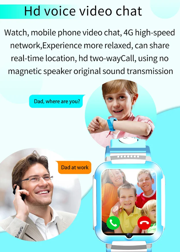  Newest E7 4G Kids Child Smart Watch GPS WIFI Tracking Voice Video Call Chat Pedometer Messgae Push 