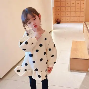 

2020 Autumn Children's Clothing New Girls Fashion Dot Printed Ruffle Long Sleeve O-neck Dress Casual Girls Dresses