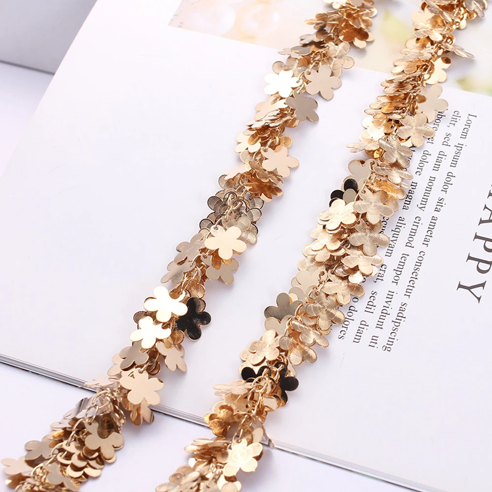 

50cm Copper Necklace Chain Golden Flower Link Chain Jewelry Bulk Chain For Earrings Anklet Making DIY Jewelry Chains Wholesale