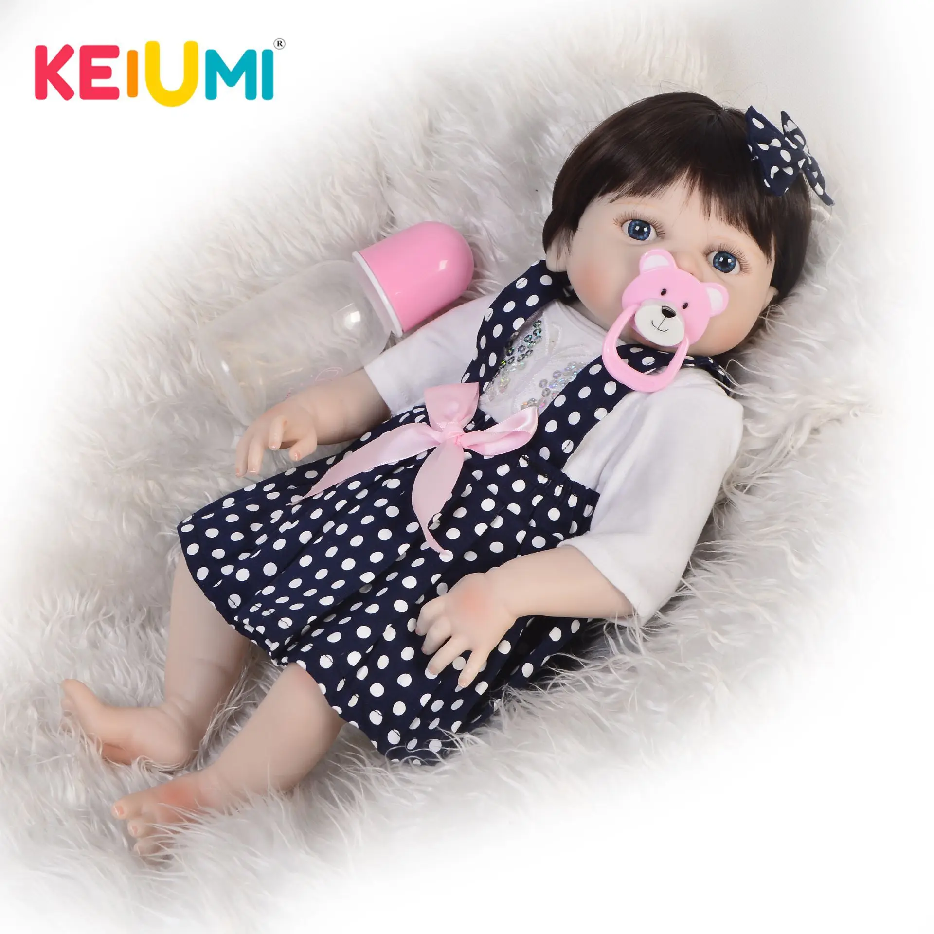  Keiumi 19-Inch All Silica Gel Reborn Baby Doll Reborn Baby GIRL'S Model Infant Safe Non-toxic