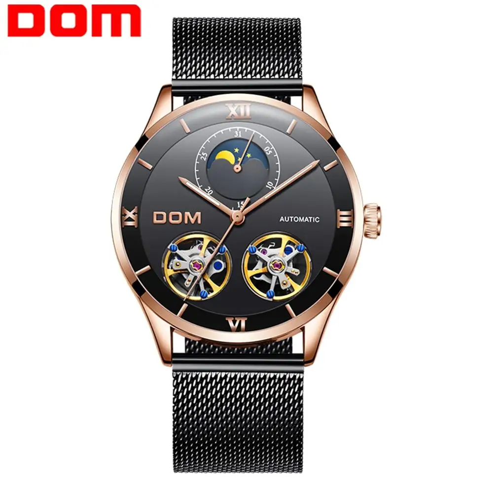 

DOM Men's Watch Stainless Steel Waterproof Mens Skeleton Watches Top Brand Luxury Tourbillion Male Wrist Watch M-1270GK-1M
