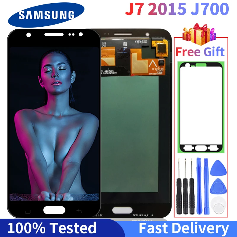 100% протестированный Super AMOLED HD для Samsung Galaxy J7 J700 J700F J700M J700H 2015 ЖК дисплей дигитайзер