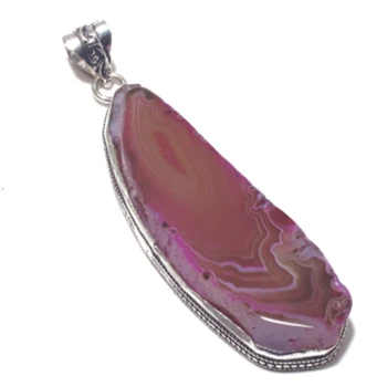 

Genuine Botswana Agate Pendant Silver Overlay over Copper , Hand made Women Jewelry Gift