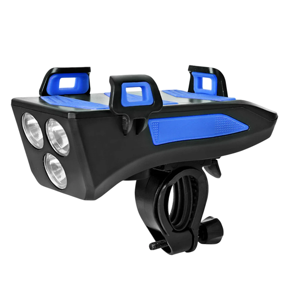 4 IN1 Bike Light USB Bicycle Horn Lamp with Mobile Phone Bracket 250 Lumens Bike Flashlight Cycling Headlight 3 Lighting Modes