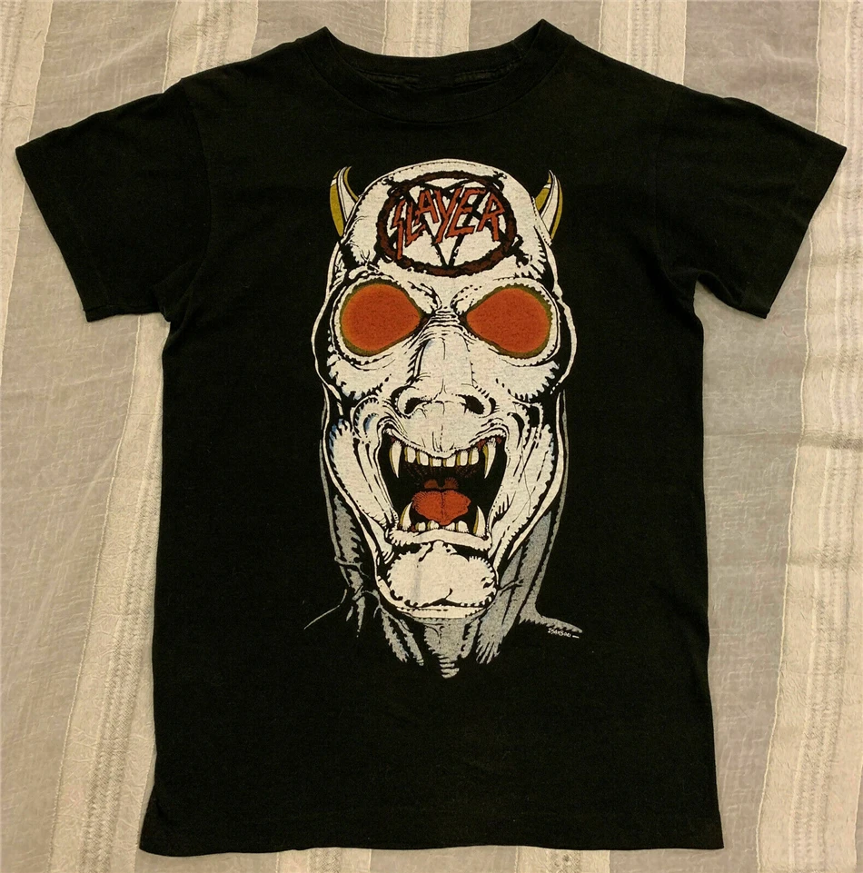 Slayer Винтажная футболка 80 концертов 1986-87 Reign In Blood Tour Thrash Metal Sm @ свободный размер Топ