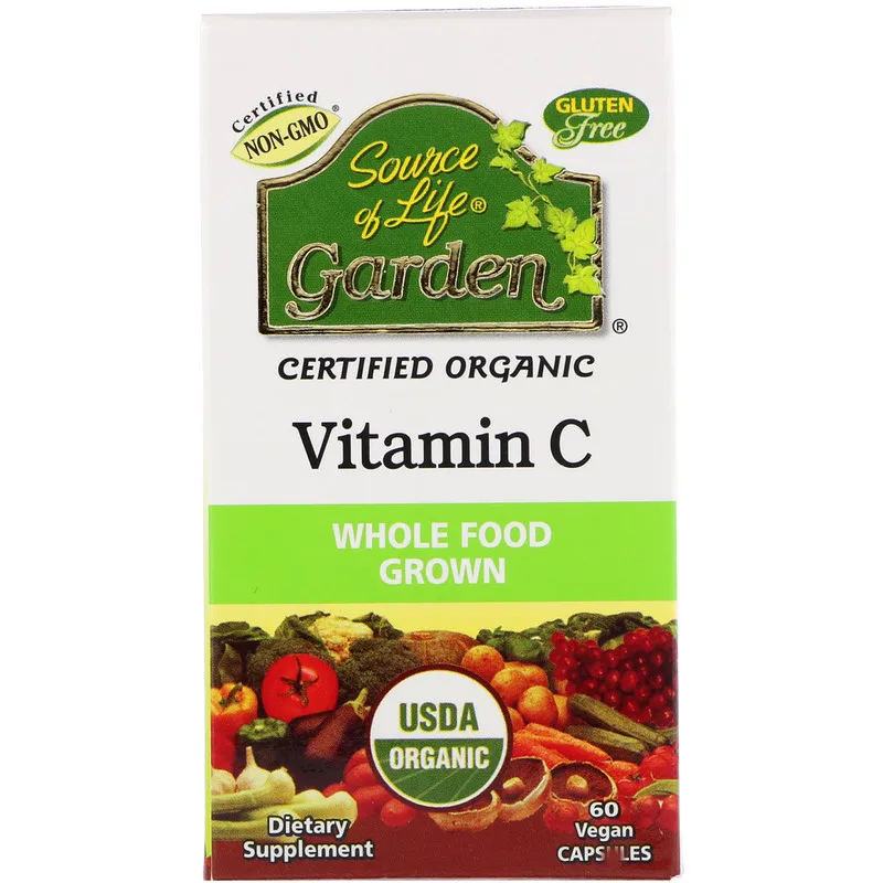 

Source of Life Garden, Certified Organic Vitamin C, 60 Vegan Cap sules
