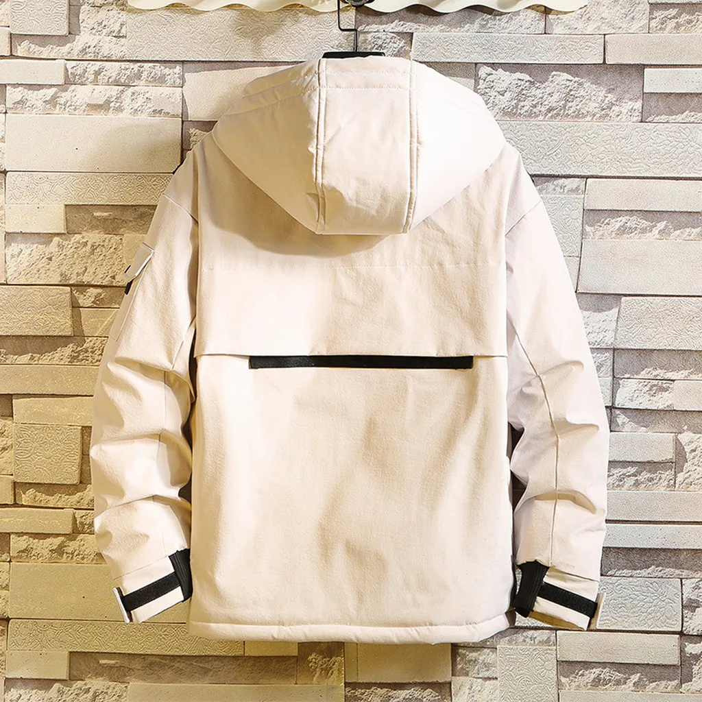 New Fashion Men's Winter Casual Solid Color Hooded Warm Cotton Clothing Slim Fit Bomber Jacket Male Windbreaker Men Coats 12.7