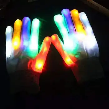 

Halloween LED Light Gloves Hand Mask Party Funny Gloves Finger Lighting Electric Skeleton DIY Halloween Party Cosplay DROPSHIP