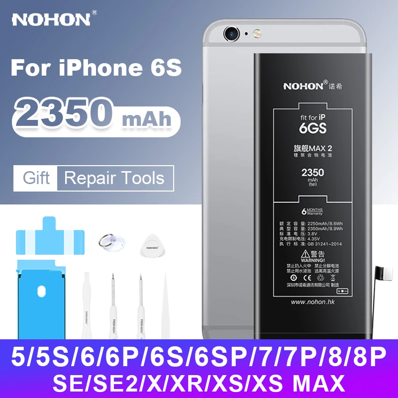 Аккумулятор NOHON для iPhone 6s запасная батарея iphone 7 8 Plus X XR XS 6SP 7P P | Мобильные телефоны