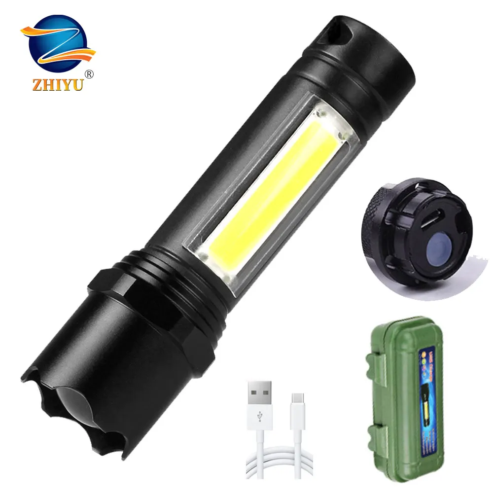ZHIYU Mini LED COB Flashlight Portable Camping Working Lights 3 Modes Zoom Lamp USB Rechargeable Waterproof Tactical Flash Light|LED Flashlights| - AliExpress