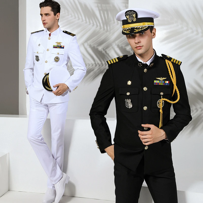 Industrializar barbería Cristo Traje de capitán de la Marina de EE. UU. Para hombre, Uniforme Militar,  ropa de soldado, cuello levantado, chaqueta, pantalones, traje del Ejército  de EE. UU.|Militar| - AliExpress