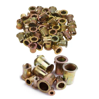

50 Pcs M6X12mm Flat Head Threaded Rivet Nut Insert Fasteners & 120x Carbon Steel Rivet Nut Insert M4 M5 M6 M8 M10